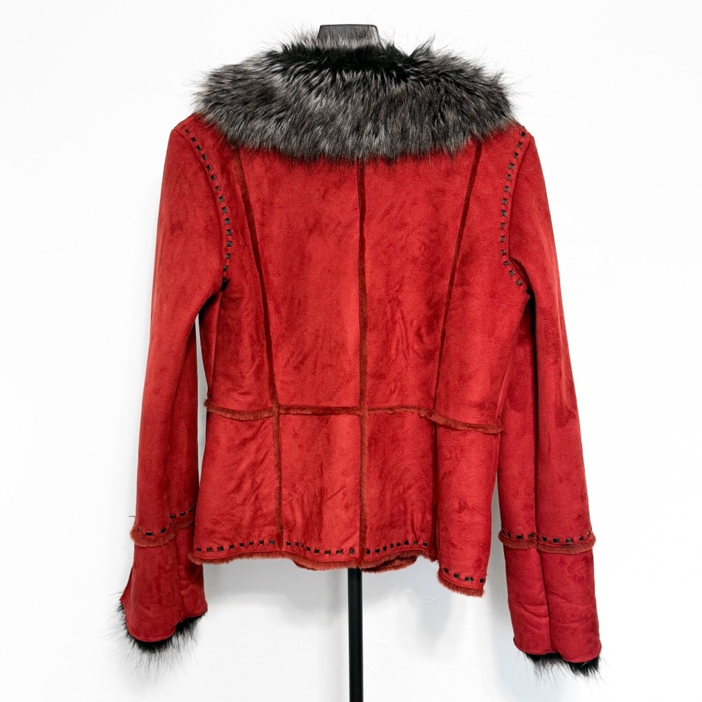 SOLD!! OFFERS INVALID! Regent Park Faux Suede Coat with Faux Fur Collar Size M - Picture 3 of 15